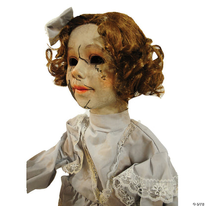 See Video! LifeSize Cracked Victorian Haunted Doll Talks Animated Halloween Prop