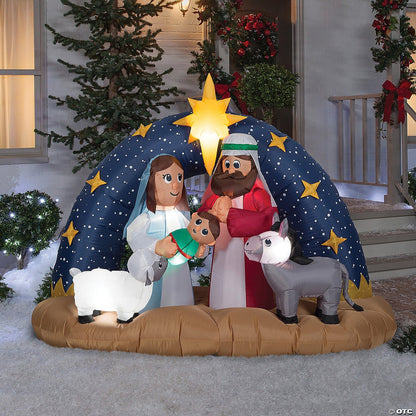 78" Nativity Manger Holy Family Stars Christmas Inflatable Outdoor Yard Decor
