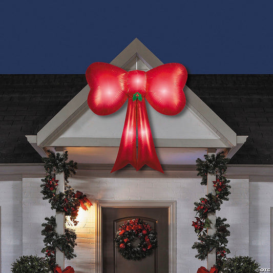 54" GIANT Red Sequin Bow Christmas Lighted Inflatable Outdoor Yard Decoration