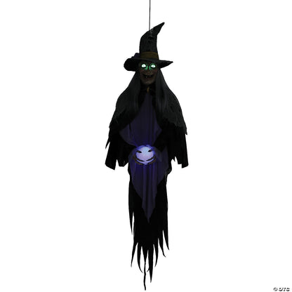 Life Size 5 Ft Witch w Crystal Ball Animated Halloween Decor Haunt Porch Prop