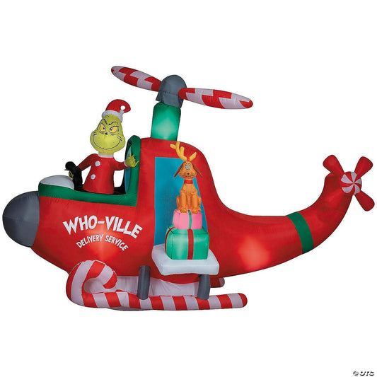 10 Ft Grinch Max Helicopter Animated Inflatable Christmas Outdoor Yard Decor