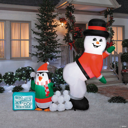 6 Ft Animated Snowball Fight Penguin Christmas Inflatable Outdoor Yard Decor