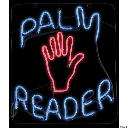 24" Lighted Neon PALM READER Sign LED Halloween Decor Haunt Prop Fortune Gypsy