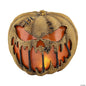 See Video! 14" Flaming Burlap Pumpkin Animated Halloween Decoration Haunt Prop