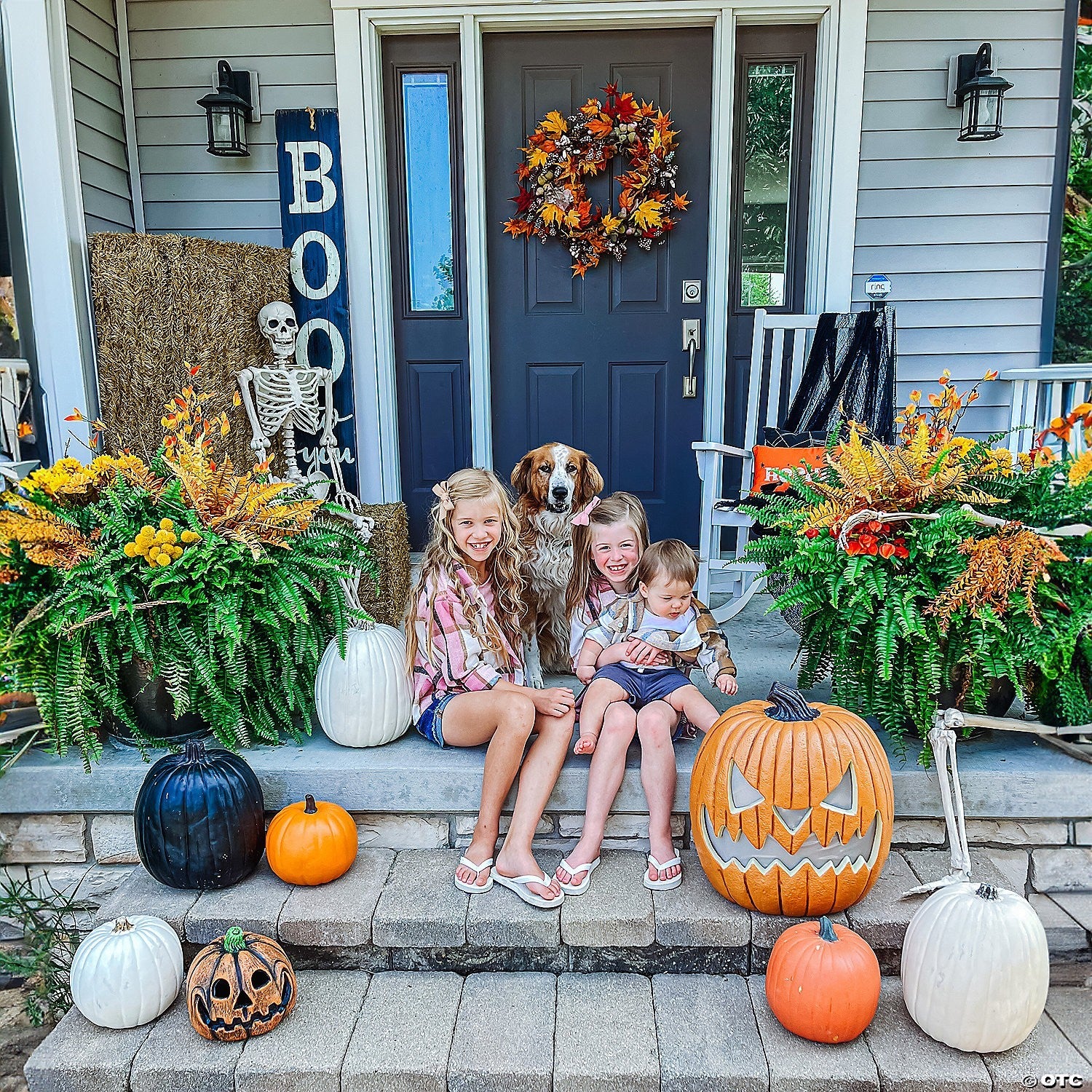 9" Resin Pumpkin Jack o Lantern Halloween Outdoor Indoor Haunt Decoration Prop
