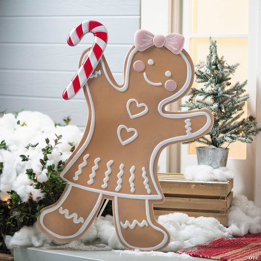 37" Giant Gingerbread Man Girl Standing Christmas Outdoor Decoration Porch Home