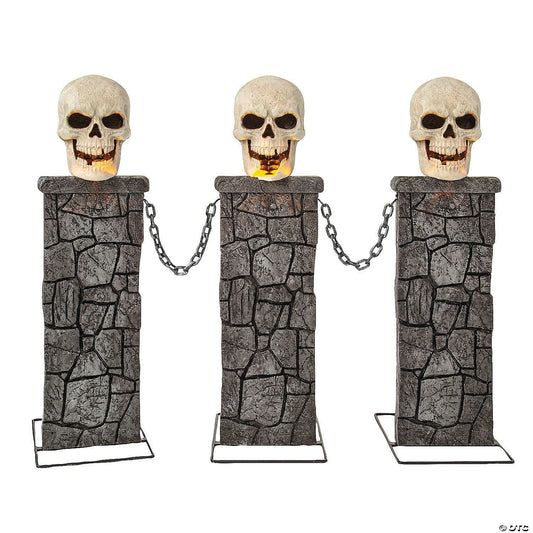 4 Ft Skull & Chain Pedestal Graveyard Fence Halloween Haunted Spirit Decor Prop