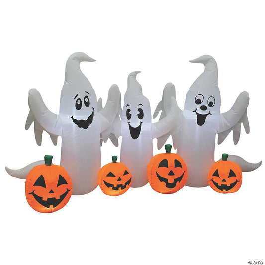 6 Ft Inflatable Ghost & Pumpkins Outdoor Halloween Yard Decoration Airblown Prop