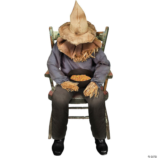 See Video! 4' Sitting Scarecrow Porch Animated Halloween Prop Haunted Decoration