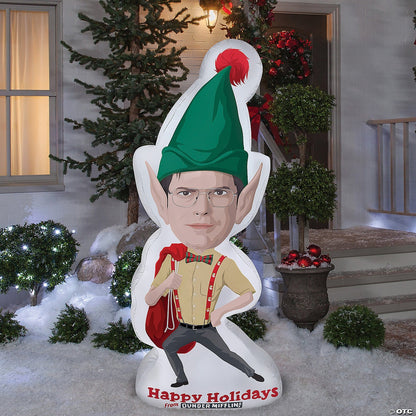 6' Dwight The Office Elf Christmas Inflatable Outdoor Indoor Decoration Lighted