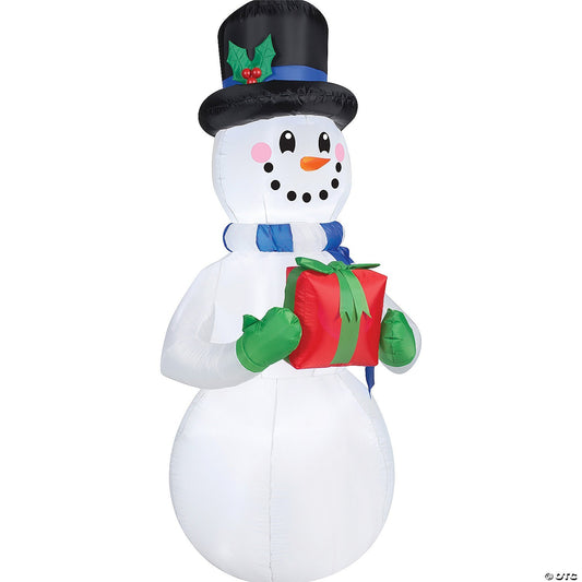 8 Ft Snowman with Gift Christmas Inflatable Outdoor Yard Decoration LED Lighted
