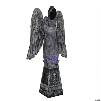 See Video LifeSize 8' Cemetery Angel Grave Animatronic Halloween Haunt Prop Tomb