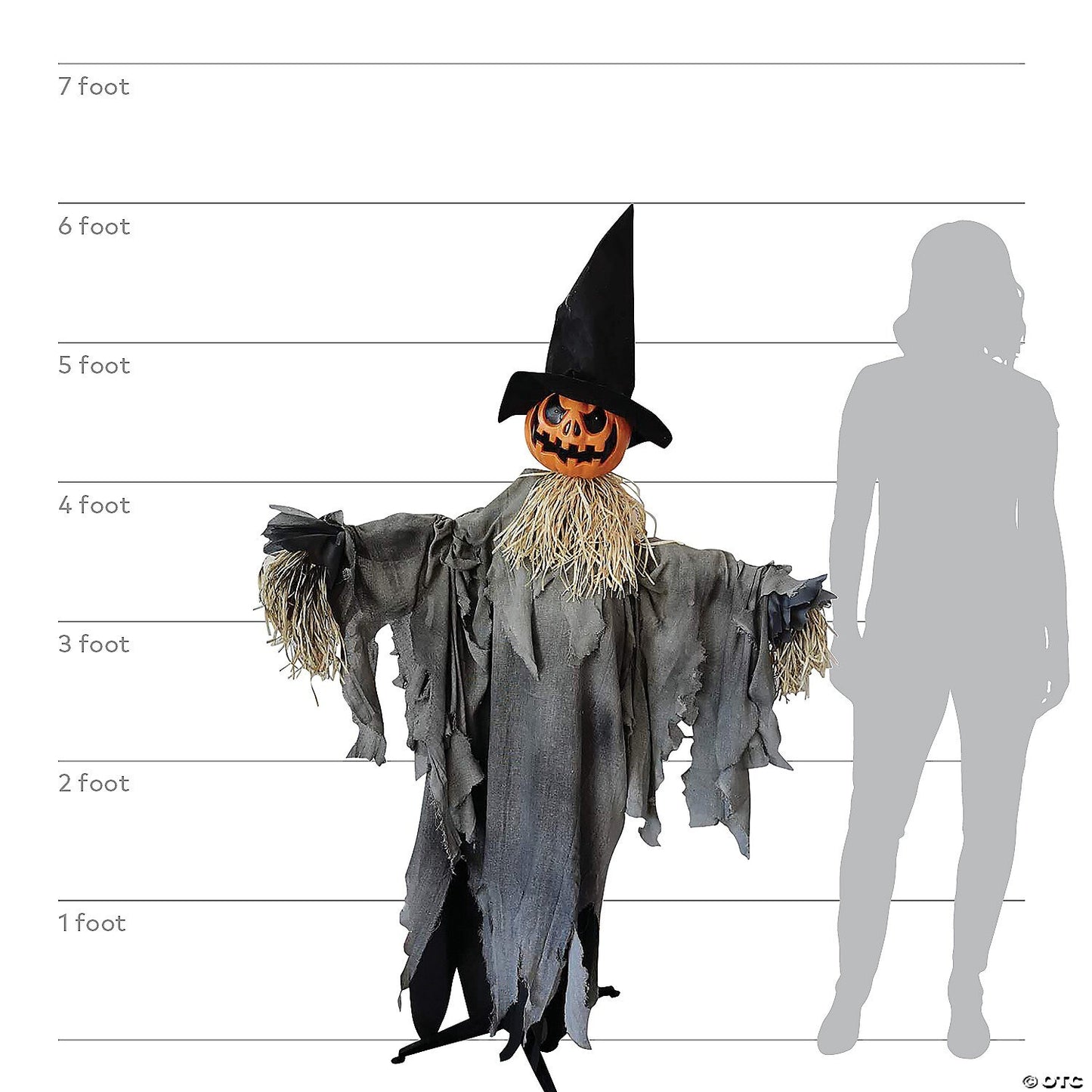 Life Size 6 Ft Standing Pumpkin Scarecrow Animated Halloween Haunted House Prop