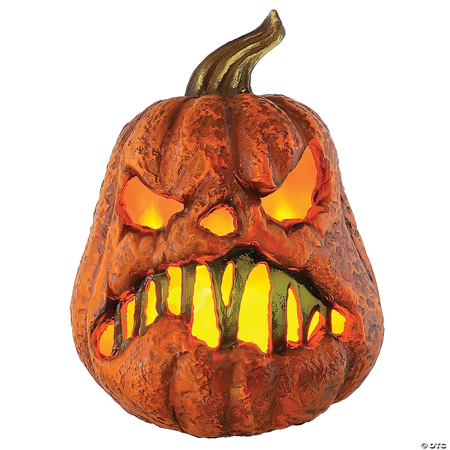 8" Rotten Flaming Pumpkin w Timer Animated Halloween Decoration Haunted Prop #2