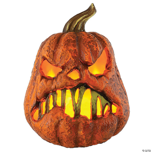 8" Rotten Flaming Pumpkin w Timer Animated Halloween Decoration Haunted Prop #2