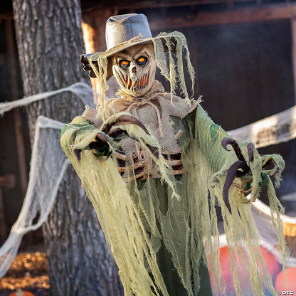 See Video! LifeSize Inferno Scarecrow Animated Halloween Haunted Prop Decoration