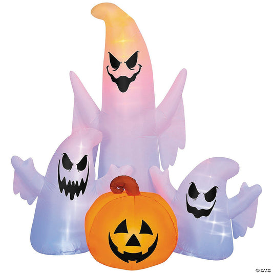 5 Ft Ghost Spirit Pumpkin Inflatable LightShow Rainbow Wave Halloween Yard Prop