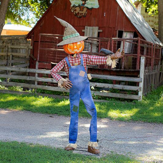 See Video LifeSize Pumpkin Scarecrow Animated Halloween Porch Decoration Outdoor
