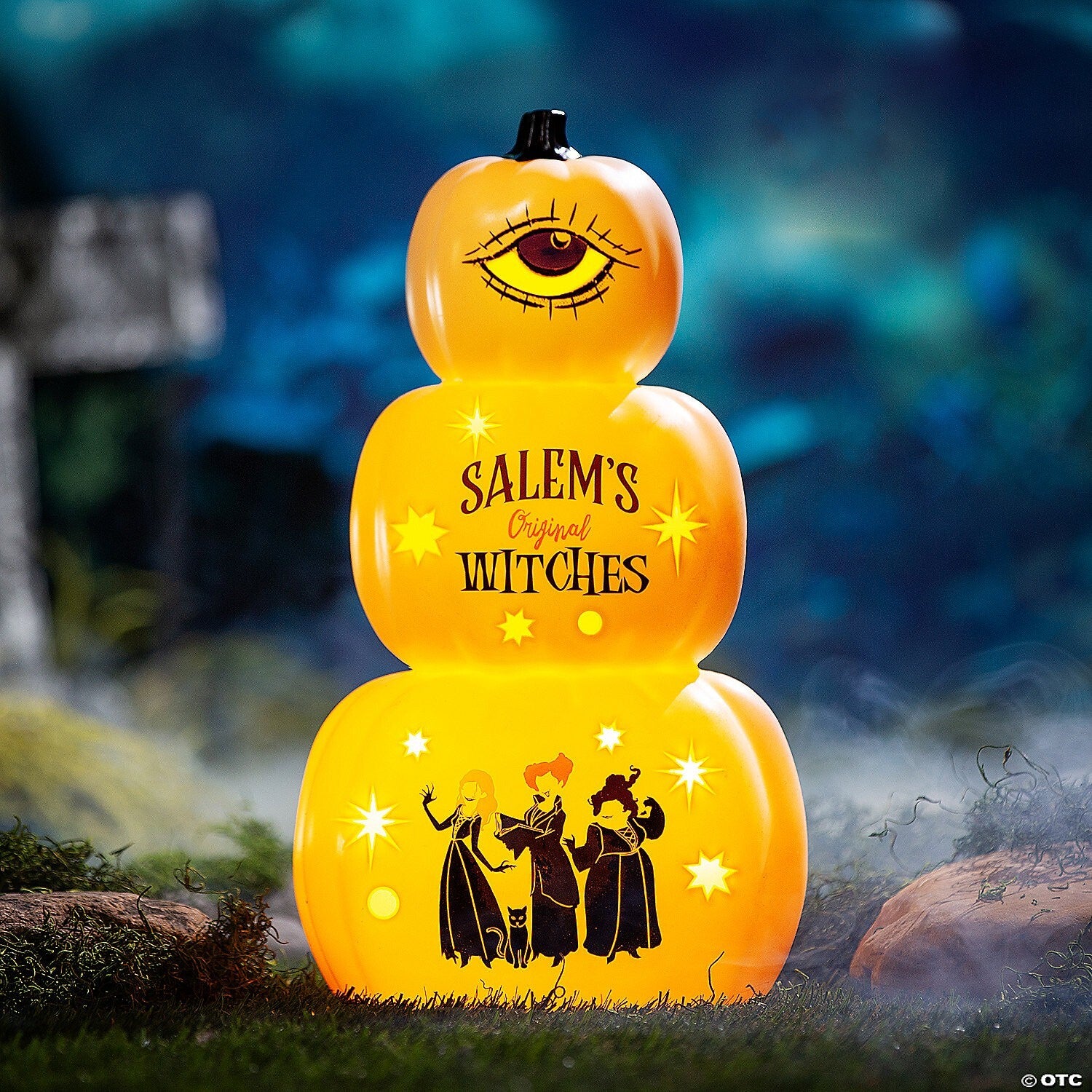 18" Hocus Pocus Lighted Stacked Pumpkins Outdoor Halloween Porch Decor Disney