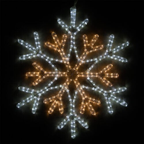28" Snowflake White Gold LED Rope Lighted Outdoor Christmas Yard Decor Lights