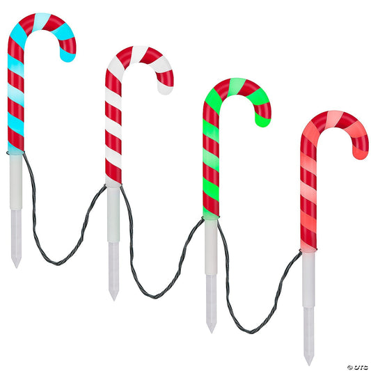 Light Show Color Motion 4 Candy Cane Pathway Lights Outdoor Christmas Yard LED