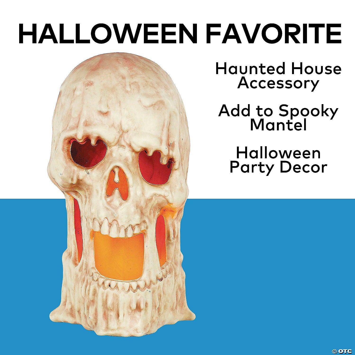 Flaming Melting Skull Skeleton Animated Fire Halloween Outdoor Haunt Decor Prop