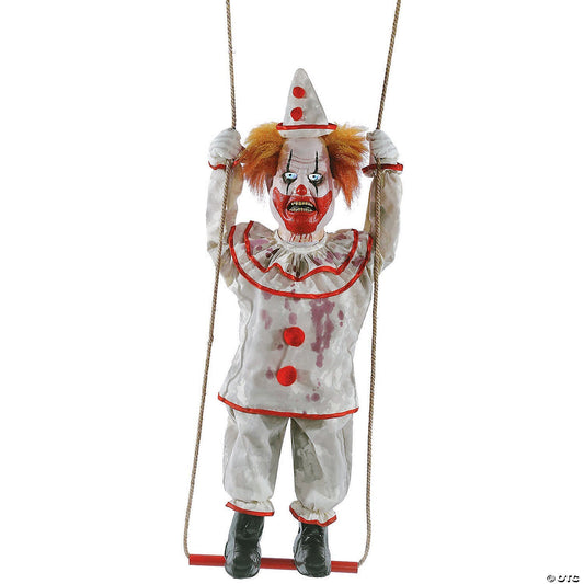 Halloween Animated Swinging Happy Evil Clown Haunted Circus Prop Decor See Video