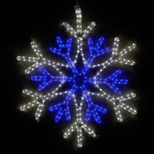 28" Snowflake White Blue LED Rope Lighted Outdoor Christmas Yard Decor Lights