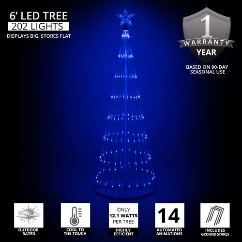 4' 6' 9' 12' Blue Animated LightShow Cone Tree Christmas Outdoor Yard LED 14 Mod