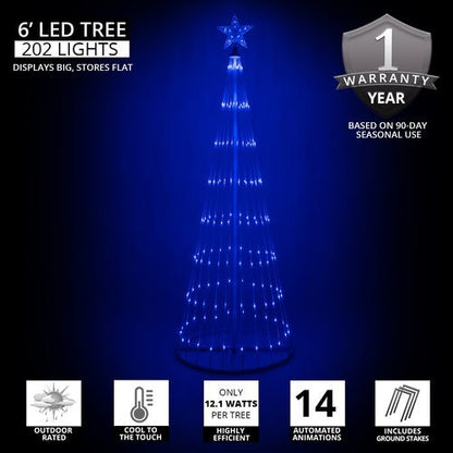 4' 6' 9' 12' Blue Animated LightShow Cone Tree Christmas Outdoor Yard LED 14 Mod