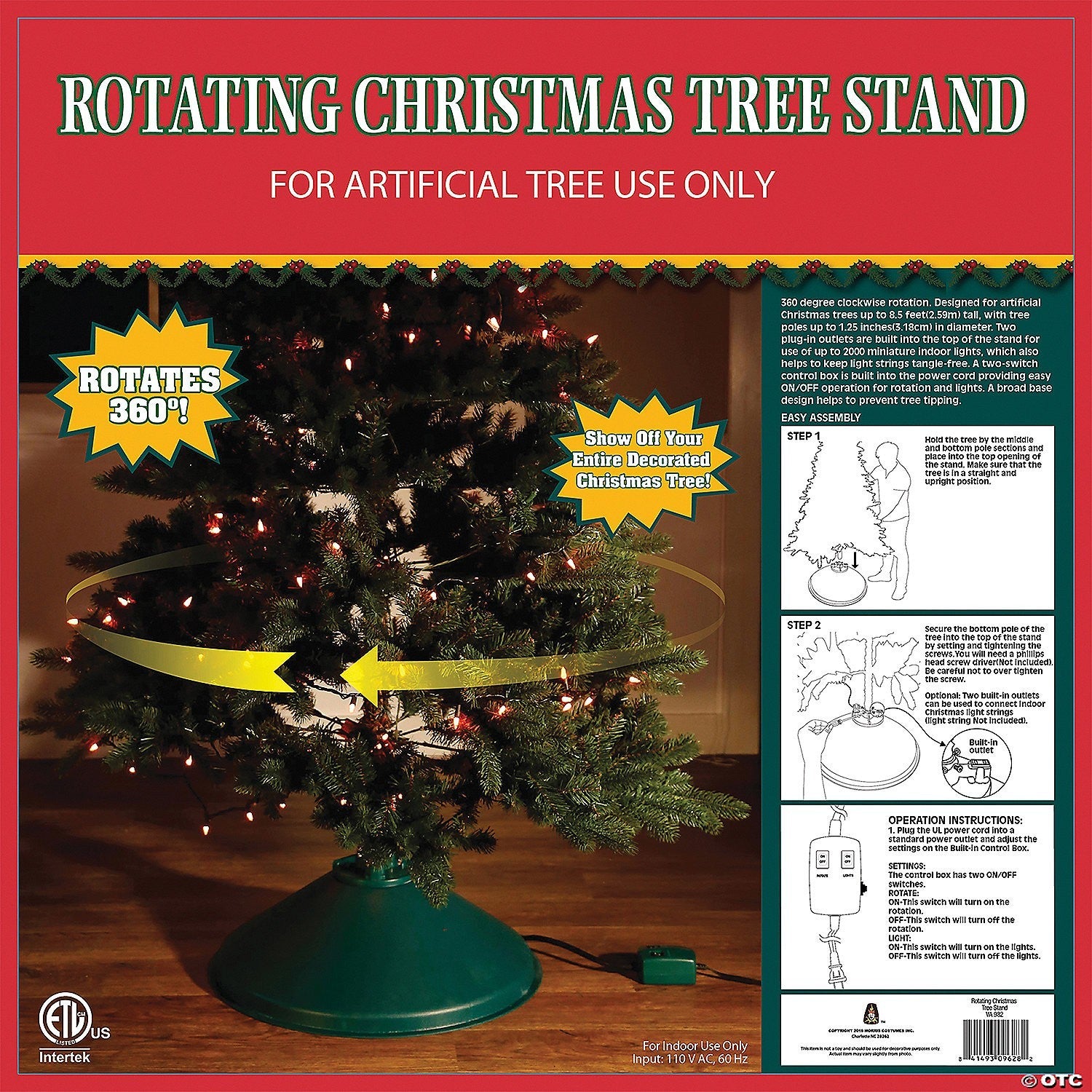 EZ Rotate Artificial Christmas Tree Stand Moving Turning Animated Decoration