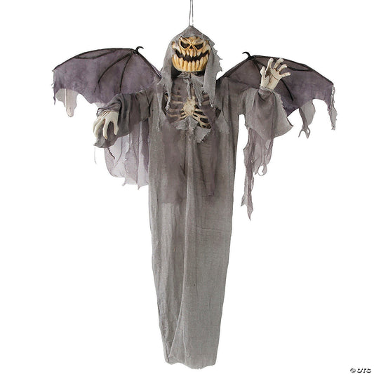 5 Ft Animated Jack Lantern Spirit Pumpkin w Wings Halloween Haunt Graveyard Prop