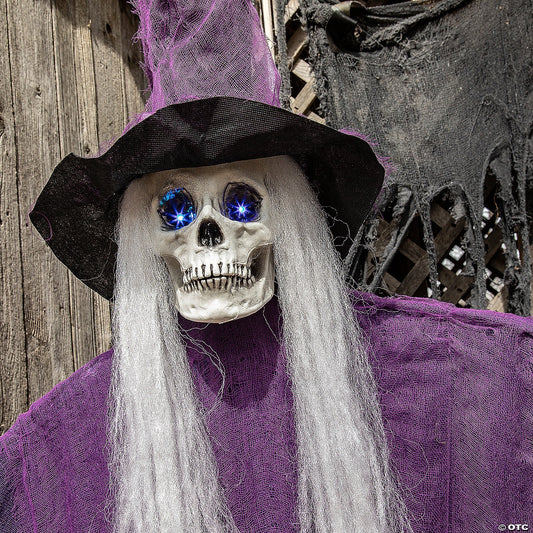 Life Size Animated Talking Skeleton Witch Halloween Decor Outdoor Haunted Prop