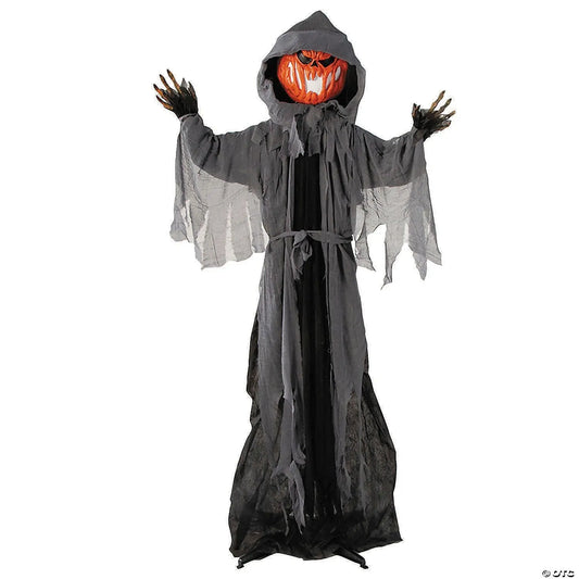 5 Ft 10in Animated Hood Cloak Pumpkin Man