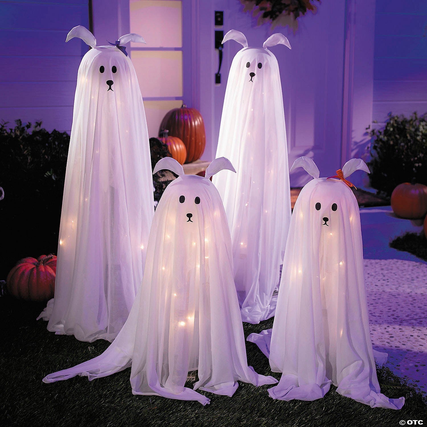 Set of 4 Halloween Standing Dog Ghost Family Light Up Decoration Porch Prop 2025