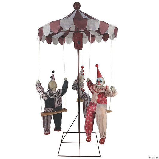 6 Ft Clowns Go Round Animated Halloween Haunt Prop Spirit Clown Doll Carousel