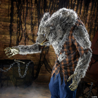 Giant 7.5 Ft Hulking Werewolf Animatronic Halloween Haunt Yard Prop Digital Eyes