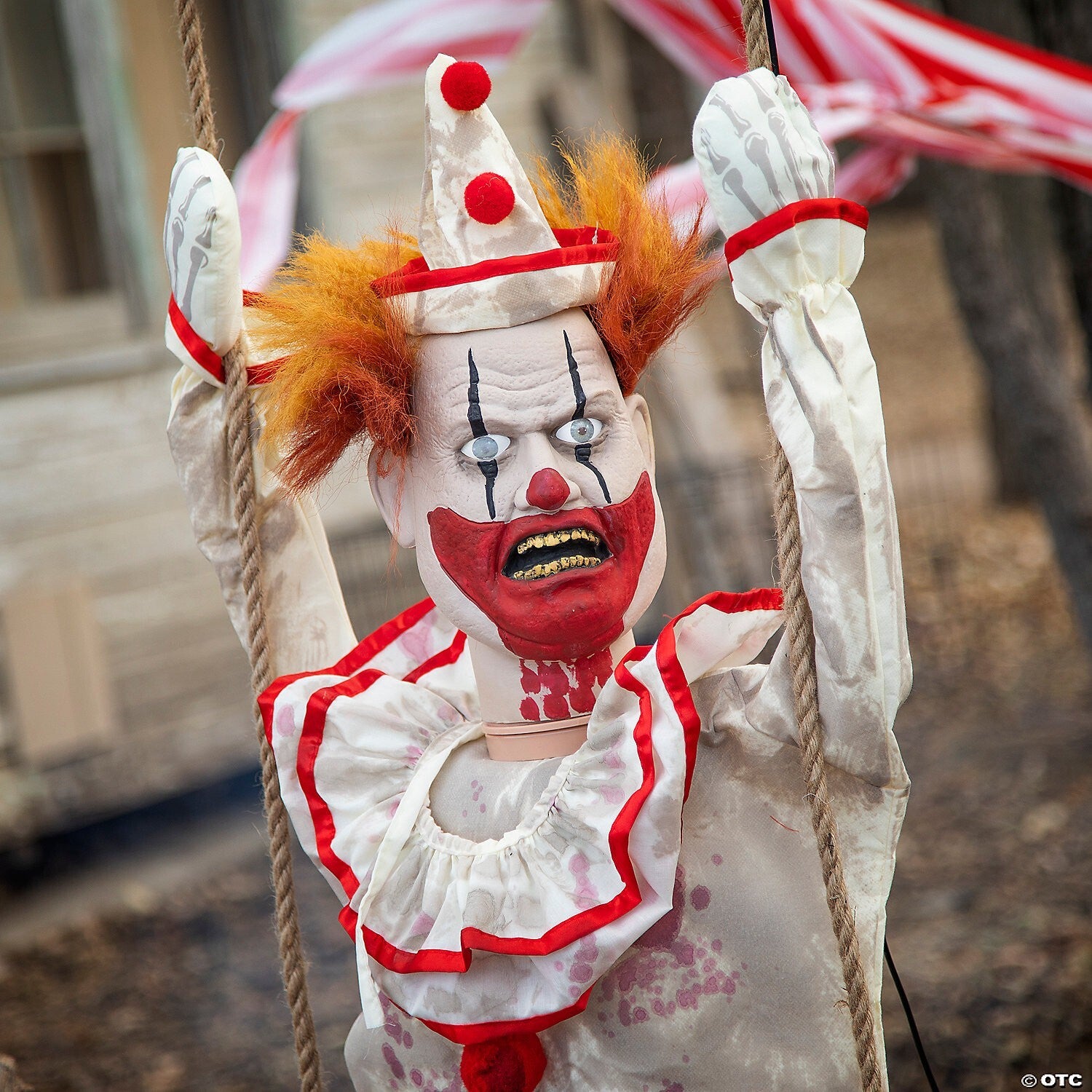 Halloween Animated Swinging Happy Evil Clown Haunted Circus Prop Decor See Video