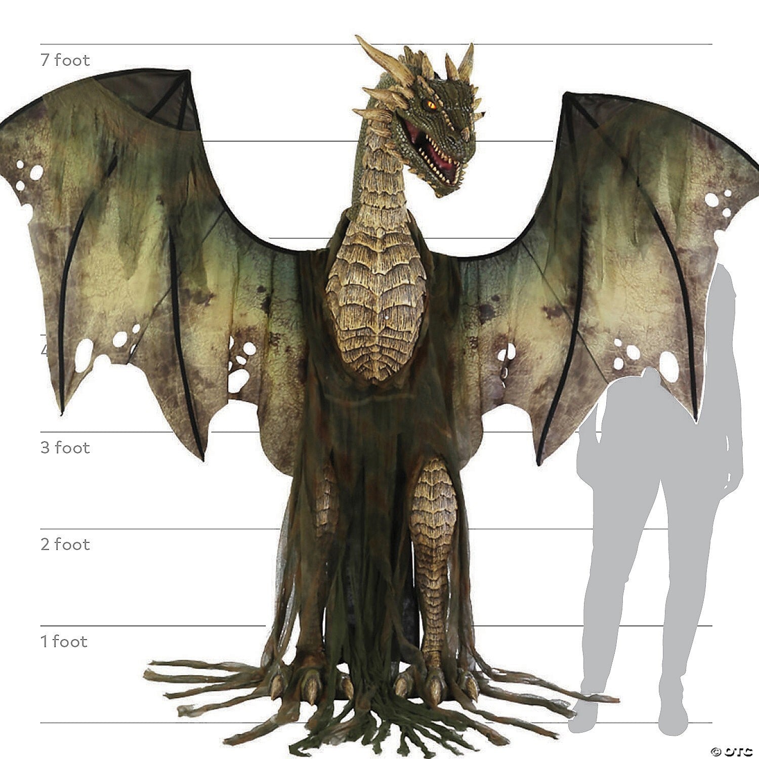 Halloween Animatronic 7' Dark Forest Dragon Haunted Prop Outdoor LifeSize Decor