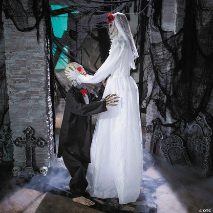 5 Ft 10" Animated Halloween Bride Groom Skeleton Haunted Spirit Prop Decor 2025