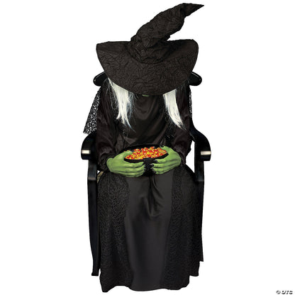 Sitting Witch Greeter Animatronic Halloween Decoration  Haunted Prop Outdoor
