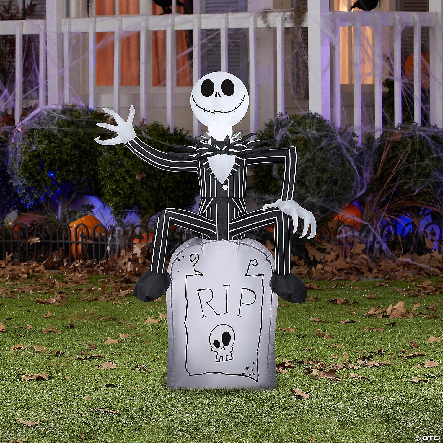 42" Jack Skellington Tomb Inflatable Outdoor Halloween Yard Decoration Airblown