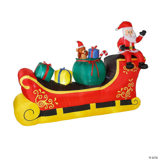 GIANT! 10 Ft Santa Sleigh Inflatable Christmas Outdoor Yard Decor LED Lighted
