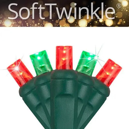 Soft Twinkle TM Animated Christmas Lights String Wide Angle Red Green LED 17 Ft