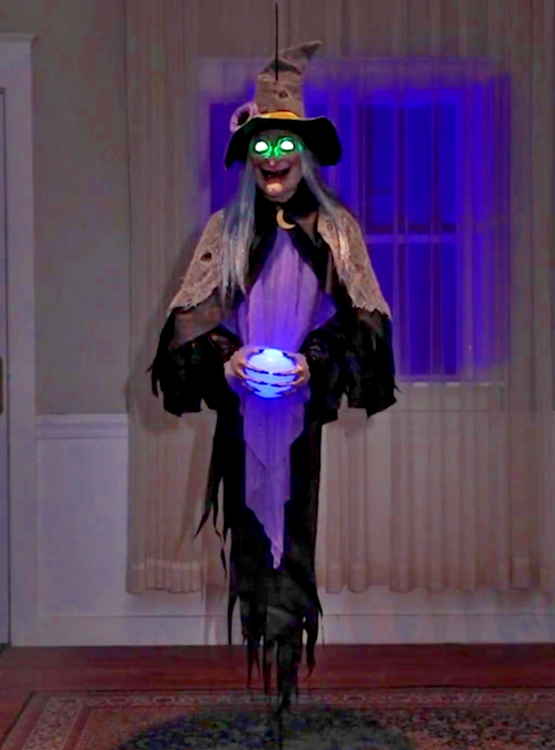 Life Size 5 Ft Witch w Crystal Ball Animated Halloween Decor Haunt Porch Prop