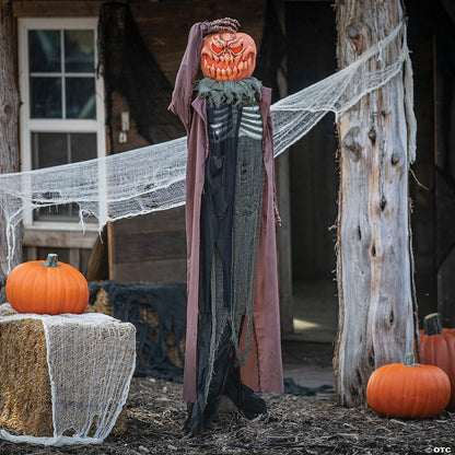LifeSize 6 Ft Standing Evil Pumpkin Man Animated Halloween Haunt Prop Decoration