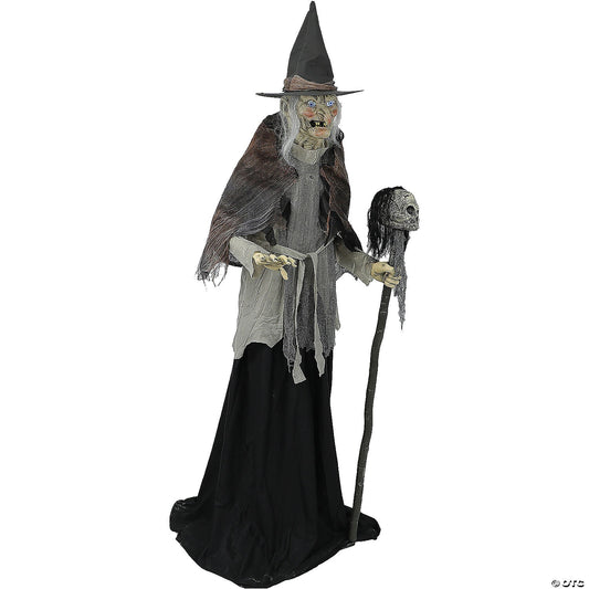Life Size 6 Ft Lunging Witch w Digital Eyes Animatronic Halloween Prop Haunted