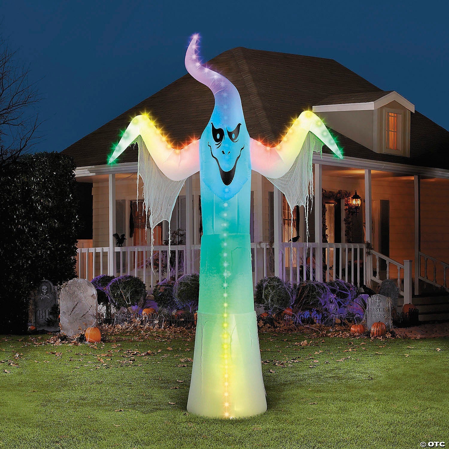 GIANT! 12 Ft Ghost Spirit Inflatable LightShow Rainbow Wave Halloween Yard Prop