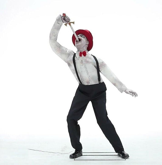See Video LifeSize Sword Swallower Animated Halloween Haunt Prop Carnival Clown