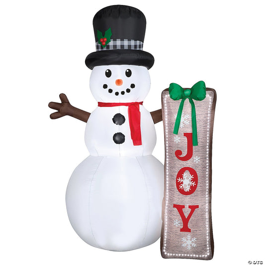 GIANT! 83" LightShow Snowman w JOY Sign Inflatable Christmas Outdoor Yard Decor